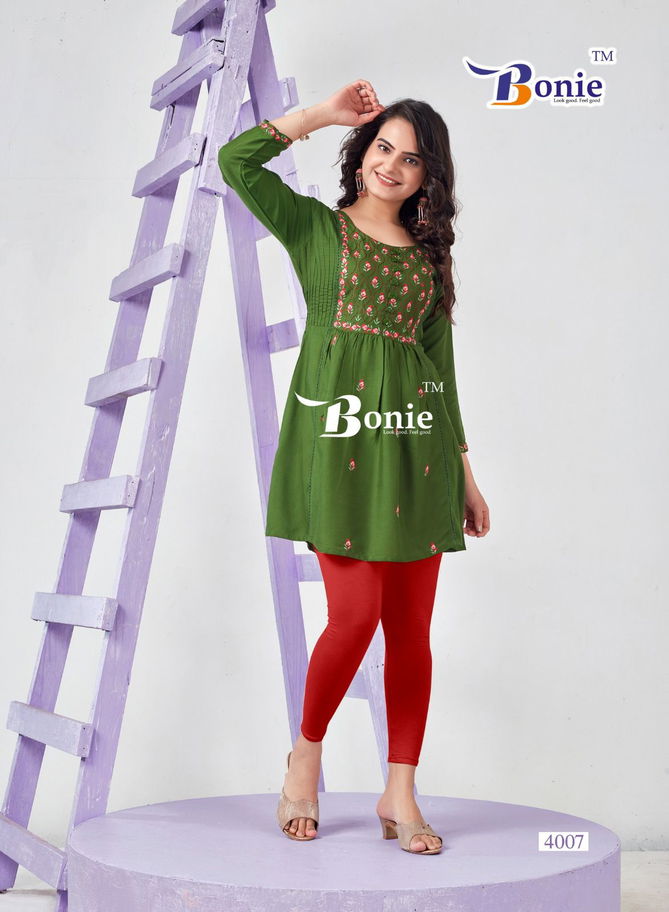 Adore 4 By Bonie Embroidery Rayon Ladies Short Top Wholesale Market In Surat
